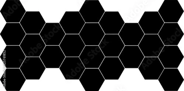 Obraz Black hexagon, honeycomb, design element, pattern with no strokes. Isolated png illustration, transparent background. Use for photo collection, collage, overlay, montage, clipping, layer mask.