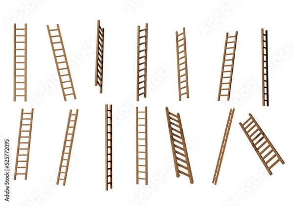 Obraz Wooden ladder isolated transparency background.