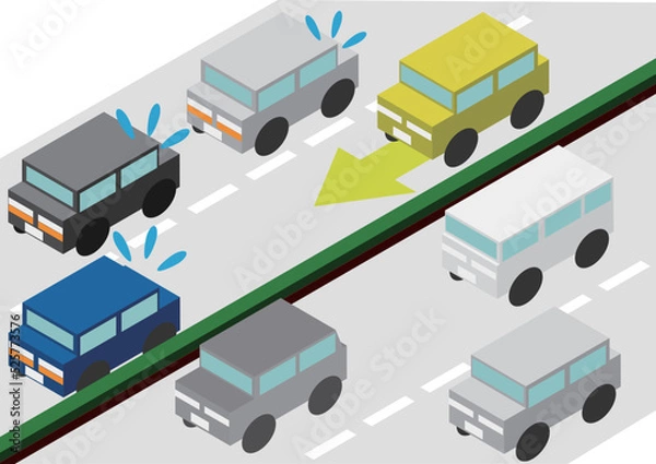 Fototapeta アイソメトリックな逆走する車