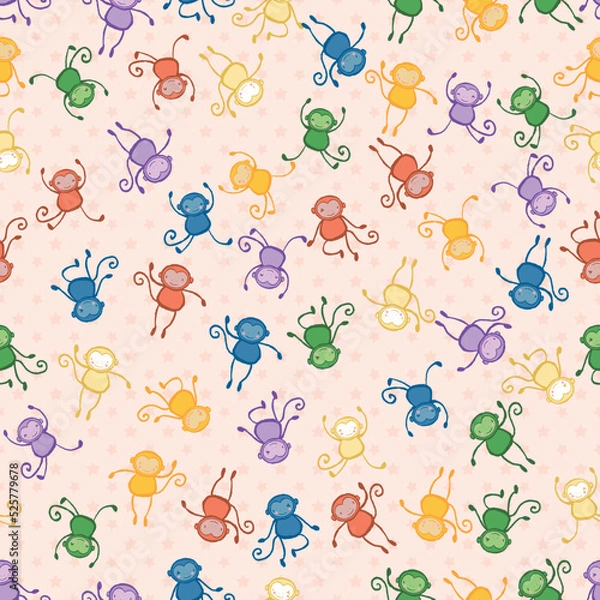 Fototapeta Monkey Stars Seamless Pattern