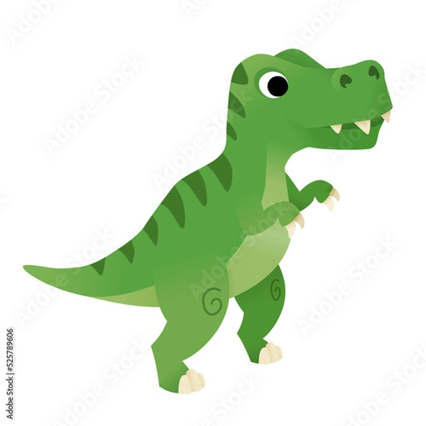 Fototapeta Little cartoon Tyrannosaurus. Prehistoric T-Rex dinosaur illustration.