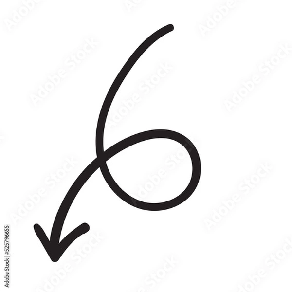 Fototapeta Free hand drawn line drawing arrow set design isolated on white background