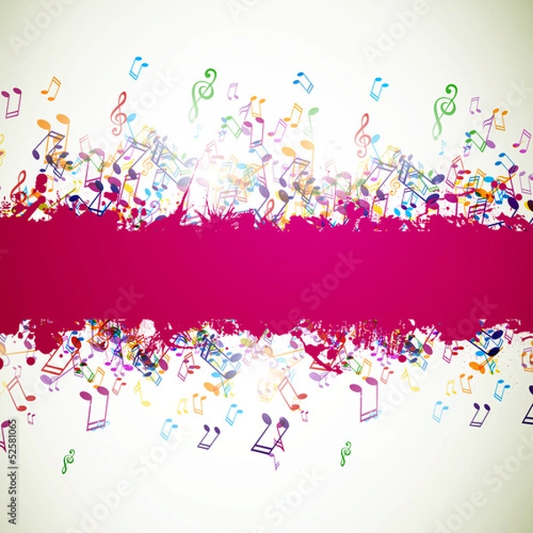 Obraz Vector Background with Colorful Music notes