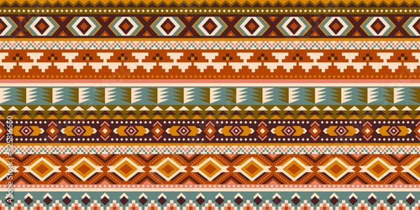 Fototapeta Peruvian american indian pattern tribal ethnic motifs geometric seamless vector fabric background