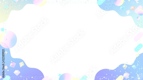 Obraz Soft pastel gradient frame with bling bling diamonds, stars, rounded rectangles, and colorful gradient circles on a transparent background.