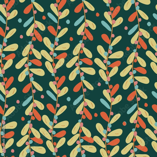 Fototapeta Seamless botanical pattern with leaves