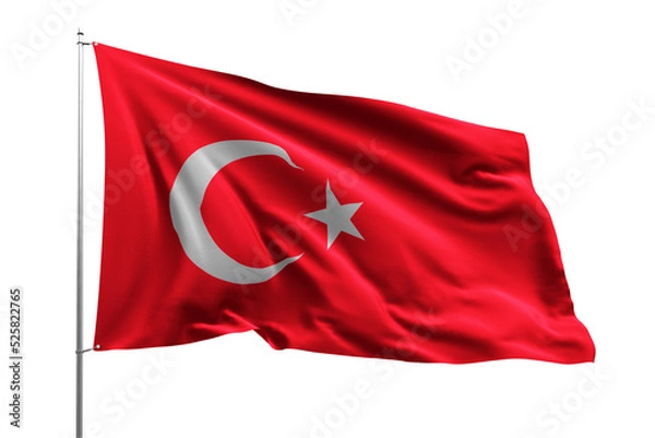 Obraz flag national transparent high quality flying realistic real original TURKEY