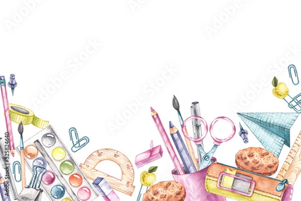 Obraz Watercolor background back to school
