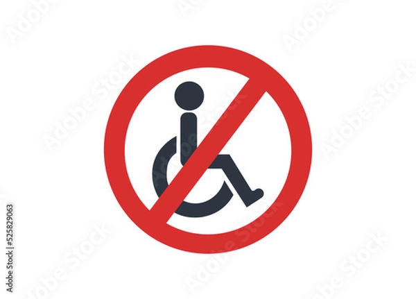 Obraz Not suitable for wheelchair users vector icon.
