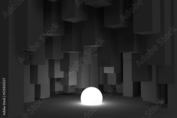 Obraz Abstract cavern with dark solid columns.