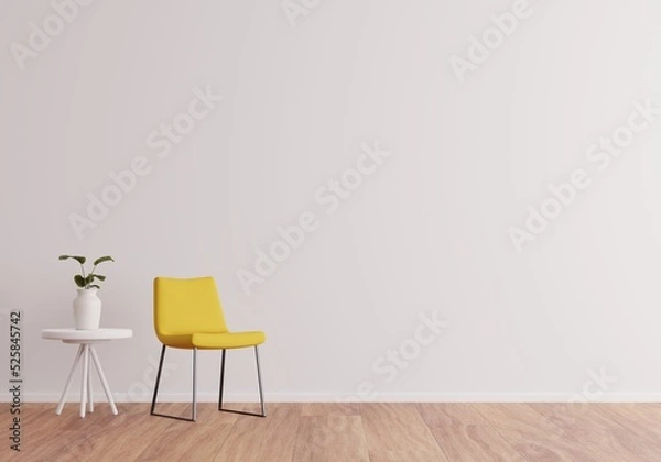 Fototapeta Minimalist modern living room interior background, living room in Scandinavian style, empty wall mockup, 3d rendering