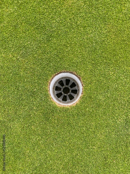 Obraz Golf Hole without flag arial view 