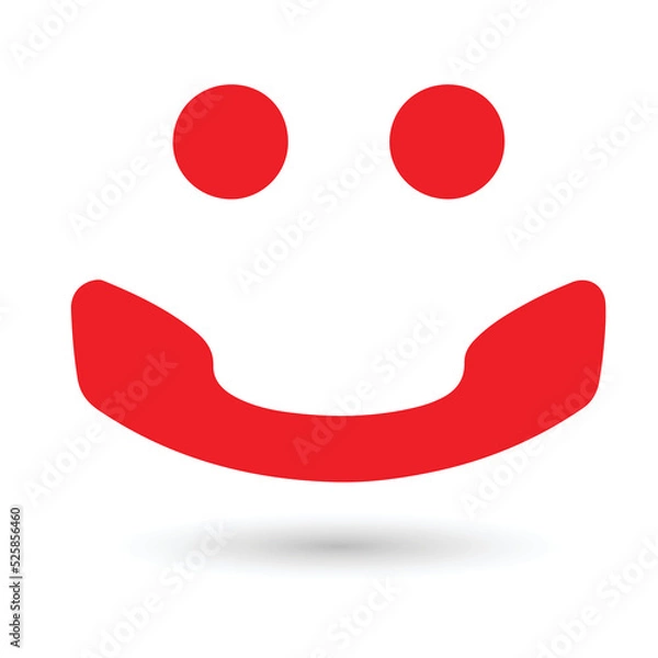 Obraz Telephone Handset and Smiling Face Logo Design