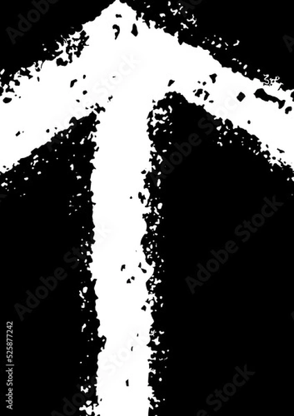 Obraz White grunge texture arrow icon background vector. Aim, target, futuristic, direction, way, focus, next concept. Abstract symbol, dirty rough surface pattern. Distress art sign backdrop illustration.