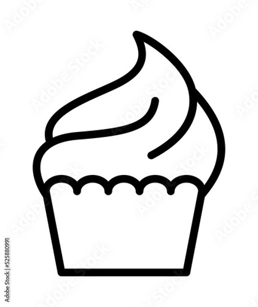 Fototapeta Bakery flat line icon. Bread, cupcake, cake, Donut, Cookie and Pie. Outline sign mascara for mobile concept and web design, store
