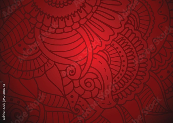 Obraz Abstract background illustration with a red Zentangle inspired pattern, featuring intricate lines and shapes, perfect for creative and artistic projects.