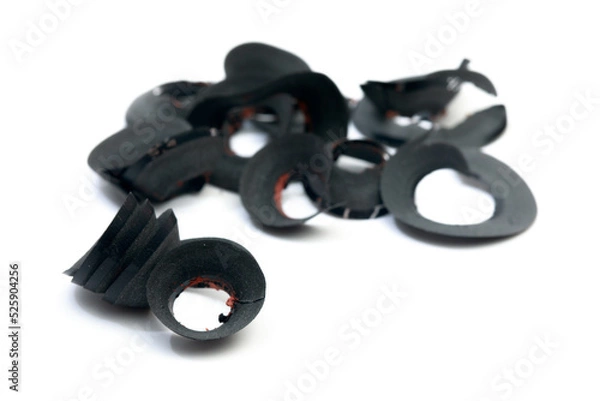 Fototapeta make up pencil shavings isolated on white background - Image