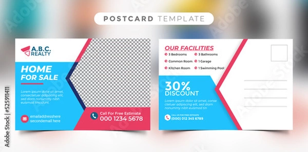Fototapeta Professional Real Estate Postcard Template