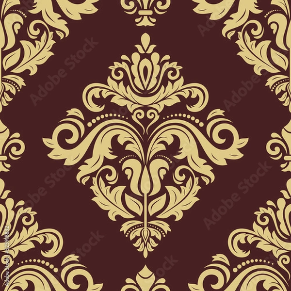 Fototapeta Orient classic pattern. Seamless abstract brown and golden background with vintage elements. Orient background. Ornament for wallpaper and packaging