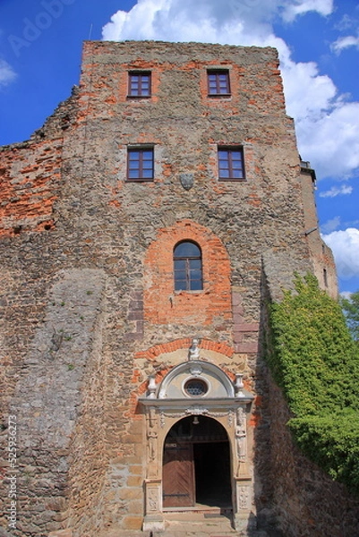 Obraz Schloss Grodno in Zagórze Śląskie (Polen), auf dem Gipfel des Berges Choina (450 m über dem Meeresspiegel).