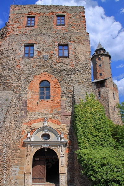 Obraz Schloss Grodno in Zagórze Śląskie (Polen), auf dem Gipfel des Berges Choina (450 m über dem Meeresspiegel).