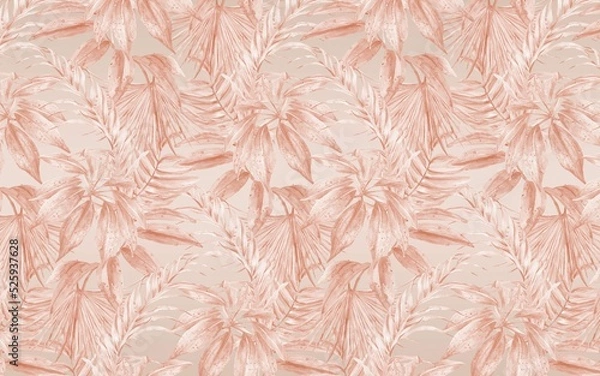 Obraz Pattern with pink plants, pastel tone, wallpaper design, mural art.