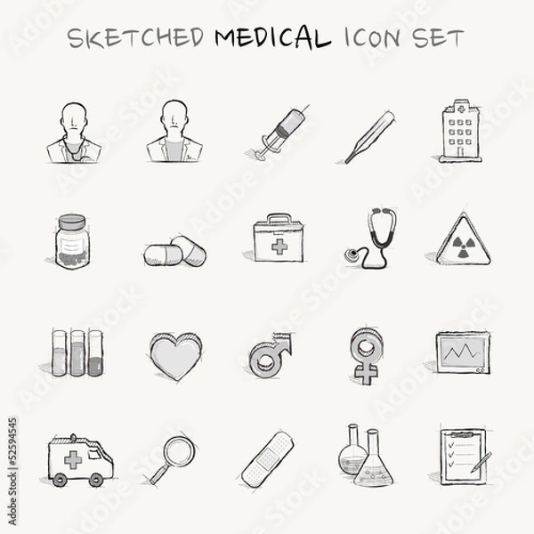 Obraz Sketched medical icon set