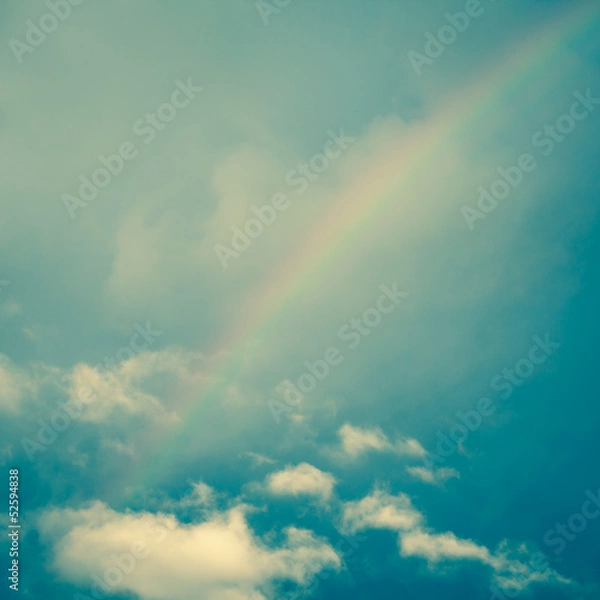 Obraz Grunge cloud sky with rainbow background