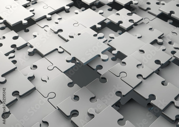 Fototapeta 3d render of a incomplete Jigsaw