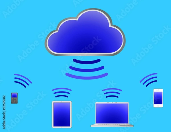 Obraz Cloud Computing With Blue Background
