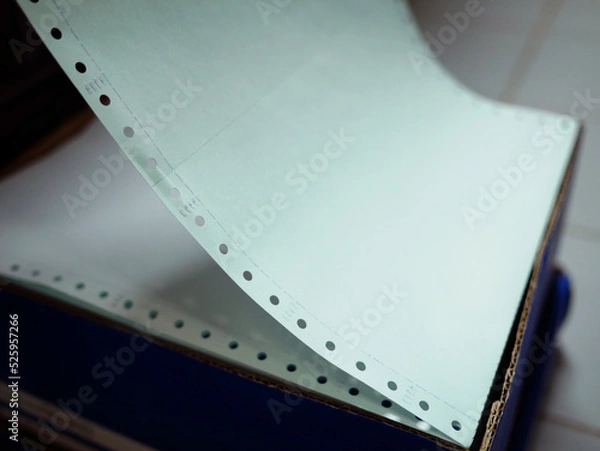 Obraz closeup of continuous paper printer in the office.