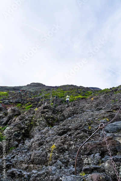 Fototapeta 吉田ルートから日本一高い富士山を登山する
