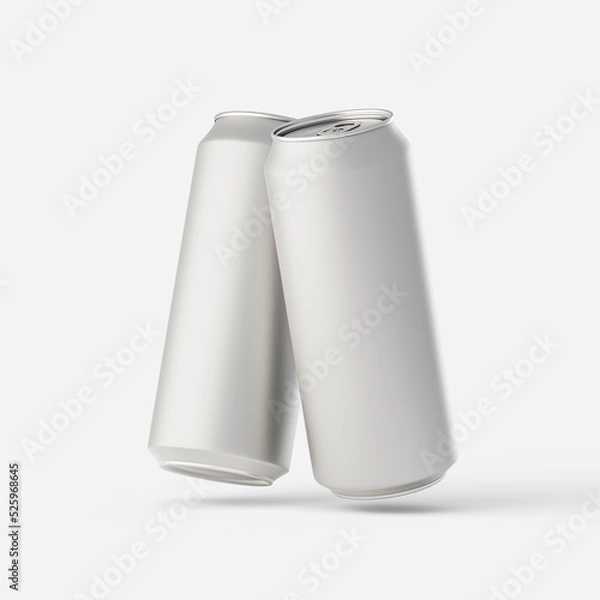 Fototapeta 0.5 aluminum cans are on the table. Brochure, catalogue, advertising, presentation. 3d mockup, render