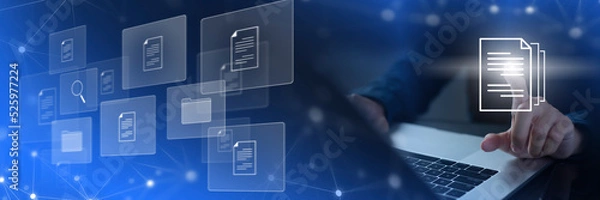 Obraz Document Management System (DMS) Online Document Database and automated processes to manage files, and documents in an organization effectively with ERP, enterprise business technology.