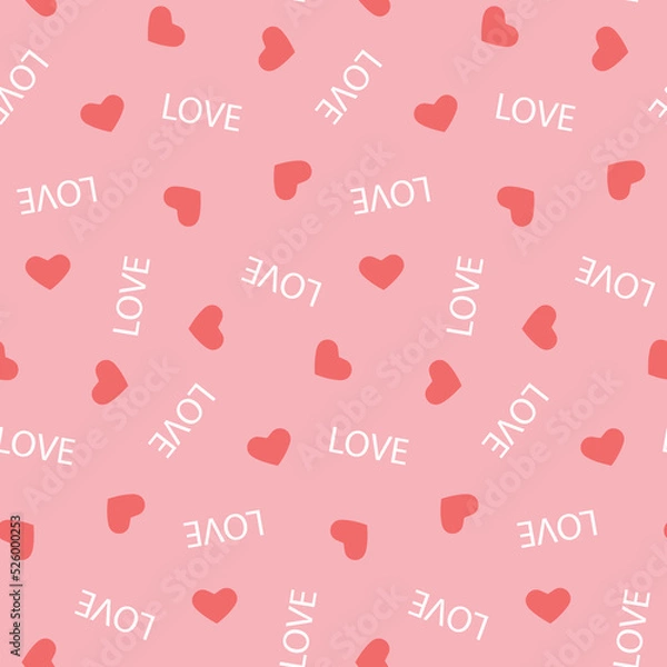Obraz Simple romantic seamless pattern for valentine's day design, pink heart and love