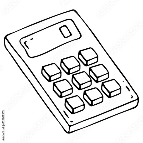 Fototapeta Vector calculator icon. A hand-drawn doodle. Back to School education.