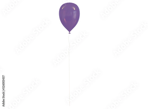 Fototapeta blue balloon with long string 3d rendered render and isolated