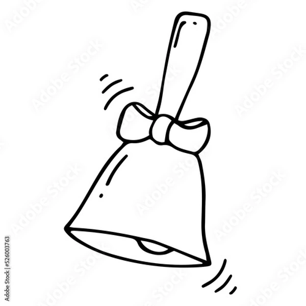 Fototapeta Vector bell icon. A hand-drawn doodle. back to school, education