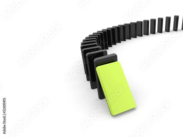 Obraz Domino effect one is green