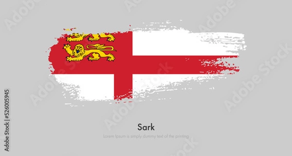 Obraz Brush painted grunge flag of Sark. Abstract dry brush flag on isolated background