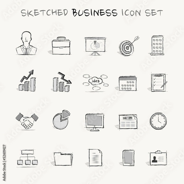Obraz Sketched business icon set