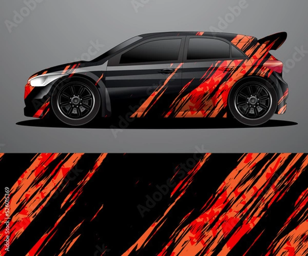 Obraz Rally car decal graphic wrap vector, abstract background