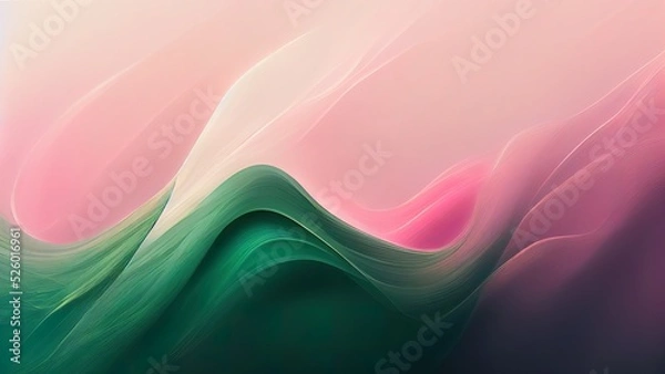 Fototapeta Green and pink pastel flowing abstract shapes.  Creative smooth texture. 4K wallpaper with modern liquid flow. Pattern of light green colors. 