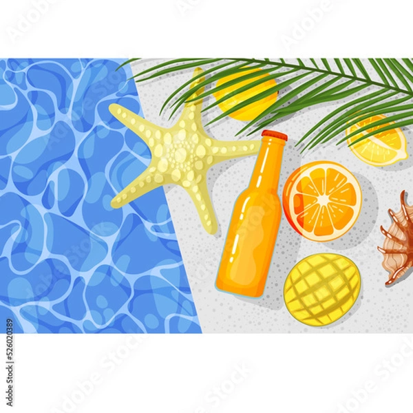 Fototapeta Vector isolated composition about summer beach vacation