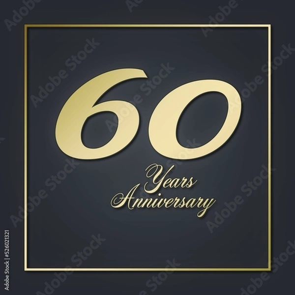 Fototapeta 60 sixty Years anniversary design golden black. event year