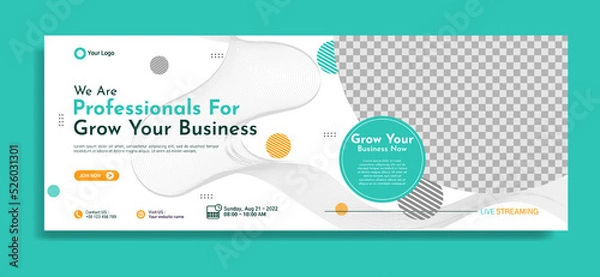 Fototapeta Business webinar horizontal banner template design. Very suitable for online class programs, marketing, etc.