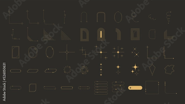 Fototapeta Aesthetic minimalist monoline elements. Vector illustration retro decorative line.