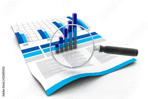 Obraz Financial data and magnifying glass