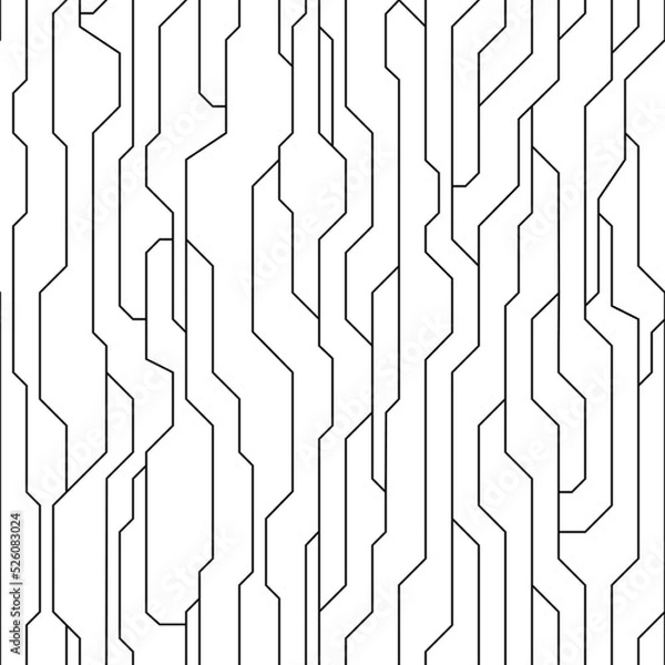 Obraz Stock seamless monochrome vector geometric pattern.Futuristic seamless black vector texture from simple abstract shapes isolated on white background.