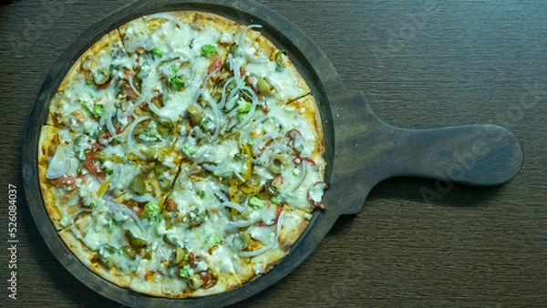Obraz Vegetarian pizza in india. Indian Cheese Veg pizza.
